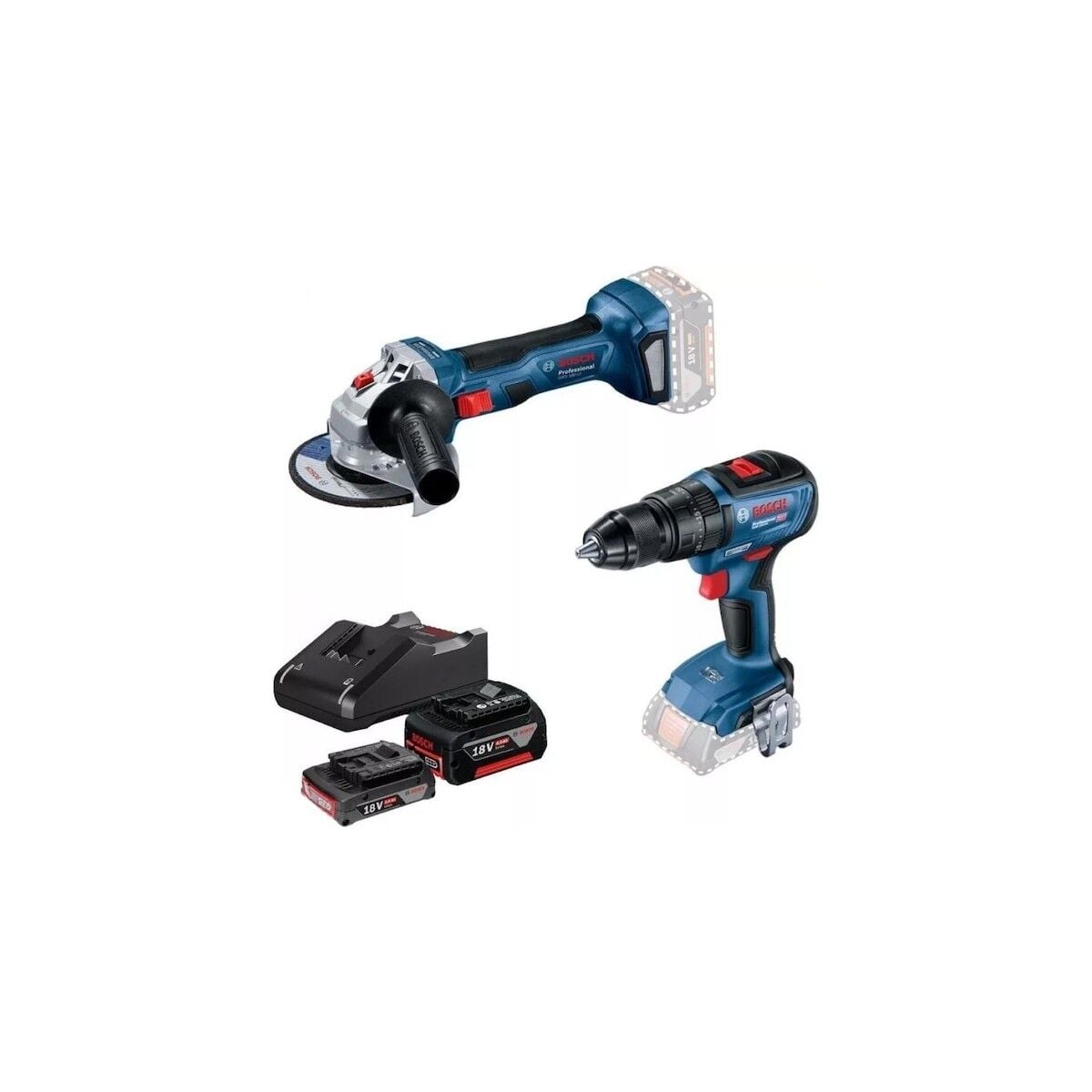 Bosch GSB 18V-50 Darbeli Delme/Vidalama + GWS 180-LI Taşlama Makinesi 0615990M8S