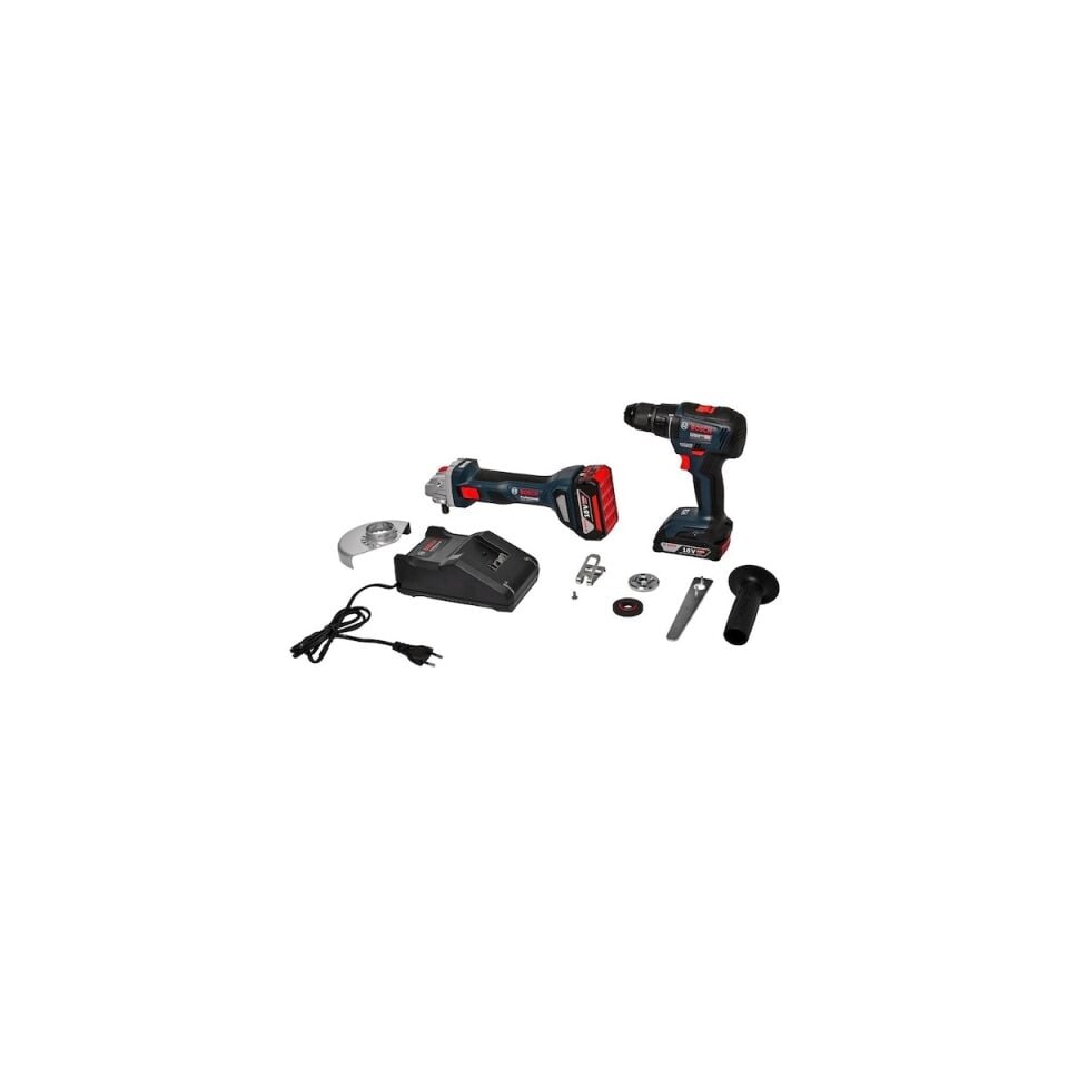 Bosch GSB 18V-50 Darbeli Delme/Vidalama + GWS 180-LI Taşlama Makinesi 0615990M8S