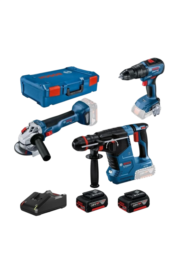 Bosch Gbh 187-LI+Gws 18V-10+Gsr 18V-50 2x5,0 Ah Akülü Set