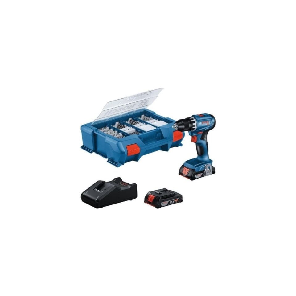 Bosch GSB 18V-45 Akülü Darbeli Matkap+63 Parça